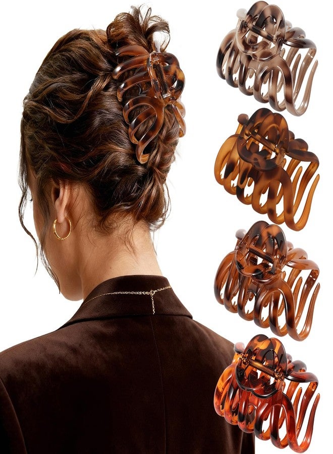 SYGY 4 PCS 3.8" Octopus Hair Claw Clips, Large Tortoise Shell Claw Clips for Women Girls, Strong Grip for Thick Hair, Hair Accessories for Valentine's Day/Birthday Gifts - Image 1